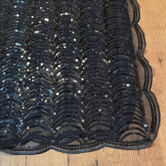 Black scarf set (sequin and shear with satin) - Picture 2 of 8